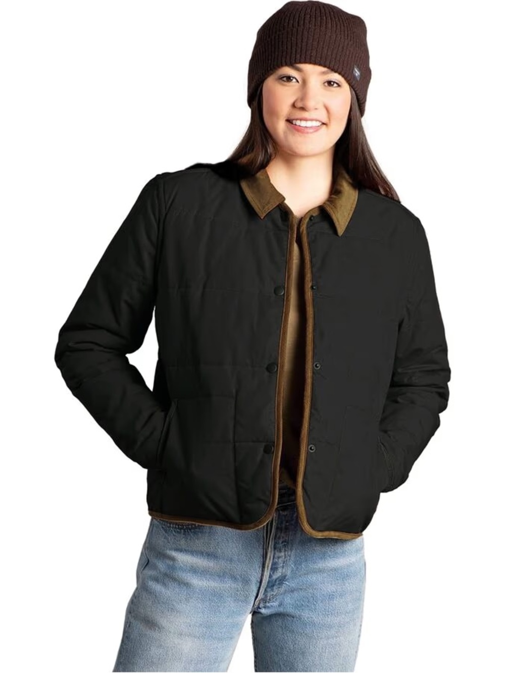 Reversible Horny Toad Black Puffer Jacket with Olive Trim